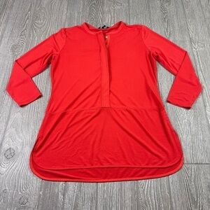LRL Lauren Ralph Lauren Henley Top Women's size S Cherry Red 3/4 Sleeve Tunic